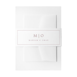 Minimalistische Roségold-Monogramm-Hochzeit Einladungsbanderole