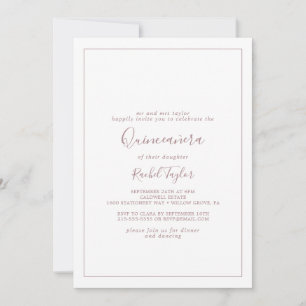 Minimalistische Roségold-Quinceañera-Einladung Einladung