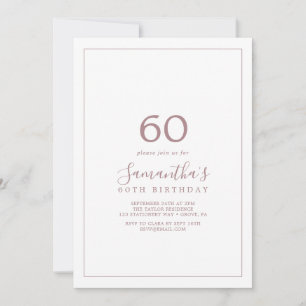 Minimalistische roségoldene Einladung zum 60. Gebu