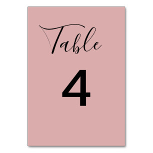 Minimalistische roségoldene Hochzeit Tischnummer