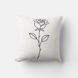 Minimalistische Rosen-Botanik-Linienkunst Kissen