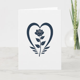 Minimalistische Rosen-Herz-Karte Karte