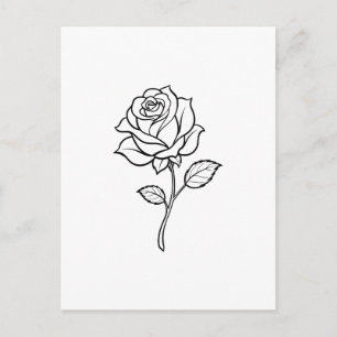 Minimalistische Rosen-Linienkunst Elegante Einfarb Postkarte