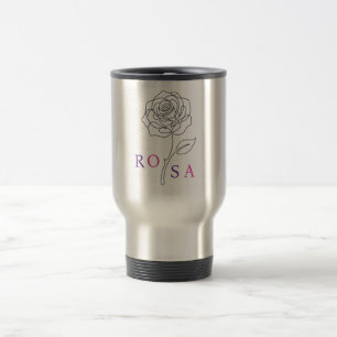 Minimalistische Rosenlinienkunst "ROSA" Eleganter Reisebecher