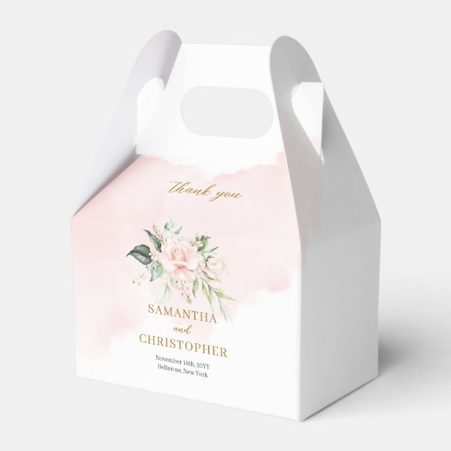 Minimalistische Rosenstraße Eukalyptus Goldhochzei Geschenkschachtel (Vorderseite)