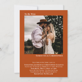 Minimalistische Rost-Orangen-Foto-Hochzeit Einladung