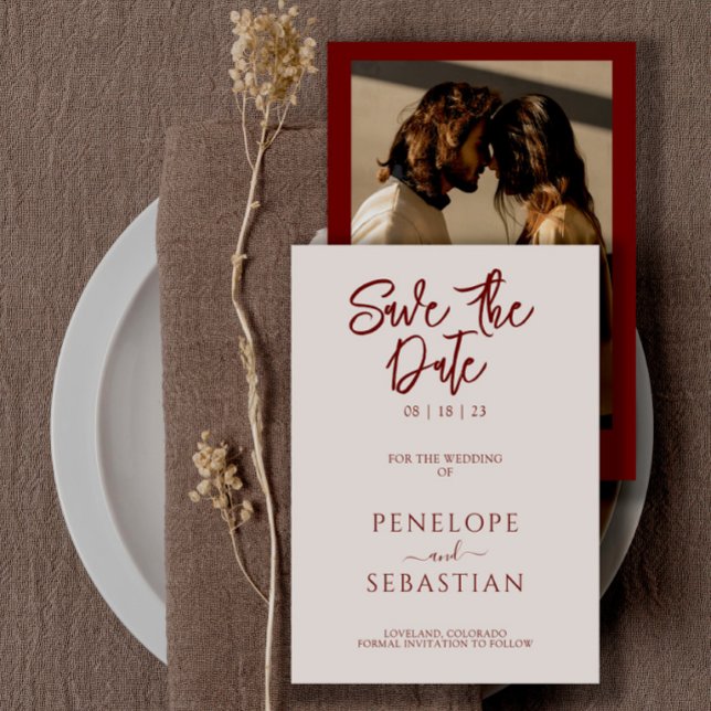 Minimalistische Rost Terracotta Modernes Foto Hoch Save The Date (Von Creator hochgeladen)