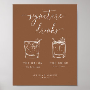 Minimalistische Rostsignatur Drinks Poster