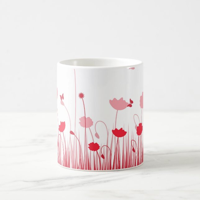 Minimalistische Rot- und Weißblüten Tasse (Mittel)