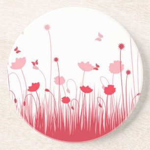 Minimalistische Rot- und Weißblüten Untersetzer