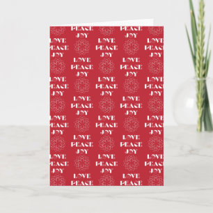 Minimalistische Rot-Weiß-Liebe, Frieden, Freude Feiertagskarte