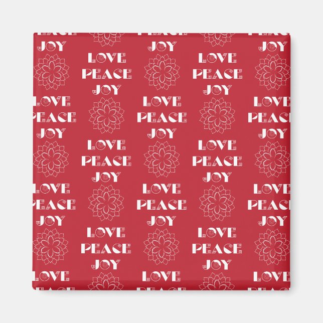 Minimalistische Rot-Weiß-Liebe, Frieden, Freude Magnet (Vorne)