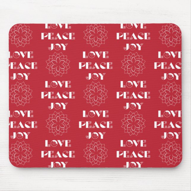 Minimalistische Rot-Weiß-Liebe, Frieden, Freude Mousepad (Vorne)