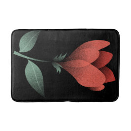Minimalistische rote Blume auf schwarzem Hintergru Badematte