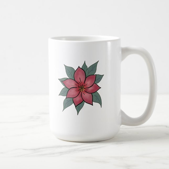 Minimalistische Rote Blume Kaffeetasse (Rechts)