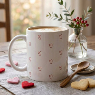 Minimalistische rote Doodle-Herzen Überall Druck T Kaffeetasse