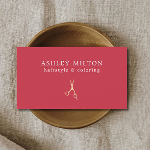 Minimalistische rote falsche Gold-Schere Hairstyli Visitenkarte