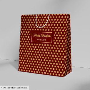 Minimalistische rote goldene Tupfen-Geschenktasche Mittlere Geschenktüte