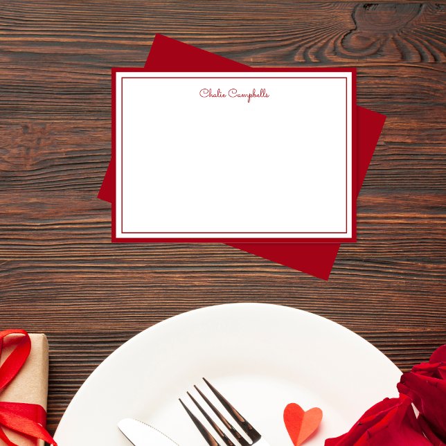 Minimalistische rote Rose, 2 Grenzen, Unterschrift Mitteilungskarte (Von Creator hochgeladen)