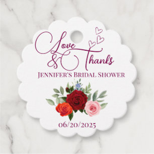 Minimalistische rote Rose Liebe und Dank Braut Geschenkanhänger
