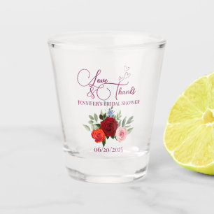 Minimalistische rote Rose Liebe und Dank Braut Schnapsglas