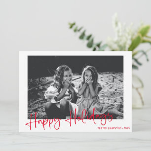 Minimalistische rote Schrift-Typografie-Overlay-Fo Feiertagskarte