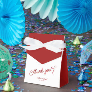 Minimalistische rote und weiße Hochzeit Danke Geschenkschachtel