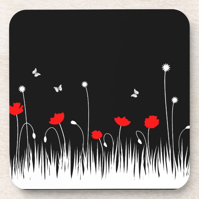 Minimalistische rote und weiße Pupien Weiß kühl Getränkeuntersetzer (Vorderseite)