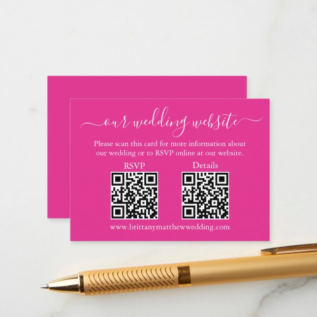 Minimalistische RSVP-Daten für 2 QR-Hochzeiten - H Begleitkarte (Vorderseite/Rückseite Beispiel)