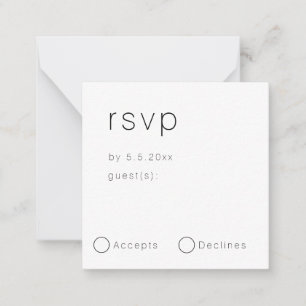 Minimalistische RSVP-Karte für einfache Hochzeiten Mitteilungskarte