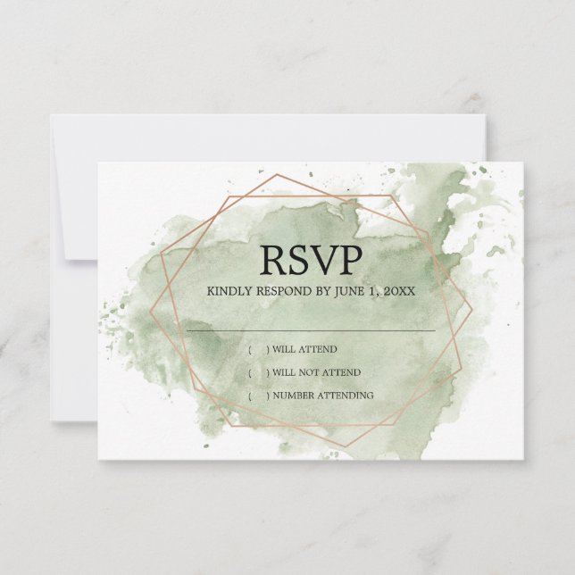 Minimalistische RSVP-Karte für grünes Wasser RSVP Karte (Vorderseite)