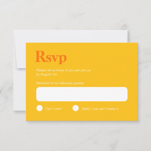 Minimalistische RSVP-Karte in leuchtendem Gelb und RSVP Karte (Vorderseite)