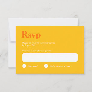 Minimalistische RSVP-Karte in leuchtendem Gelb und RSVP Karte