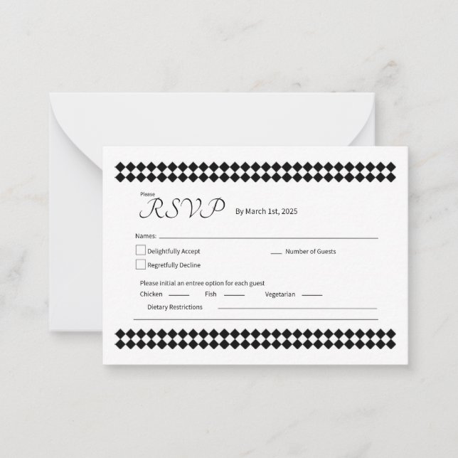 Minimalistische RSVP-Karte Mitteilungskarte (Vorderseite)