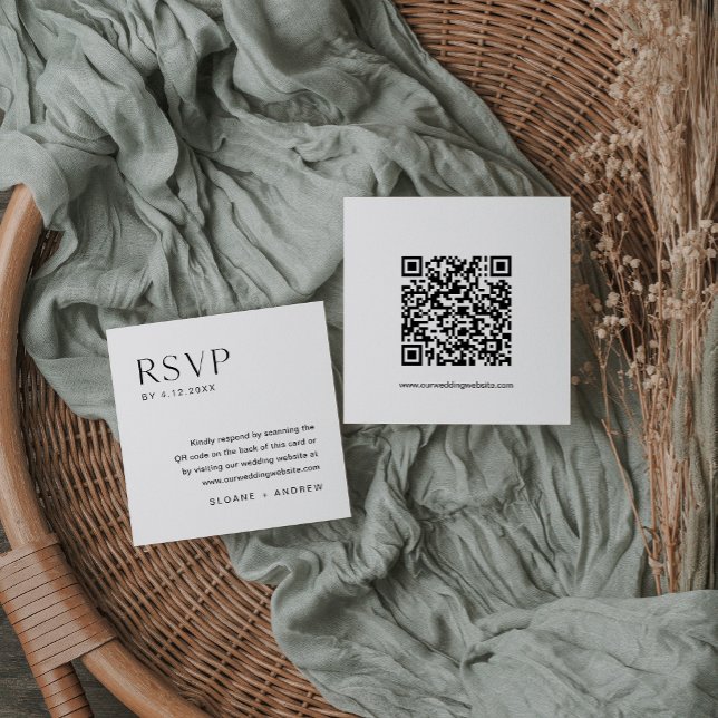 Minimalistische RSVP-Karte, QR-Code einfügen Begleitkarte (Von Creator hochgeladen)