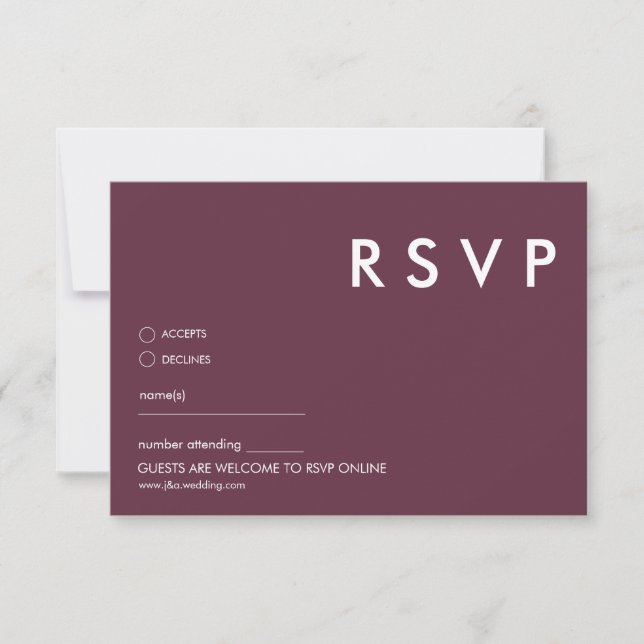 Minimalistische RSVP-Karten für Hochzeiten Einladung (Vorderseite)