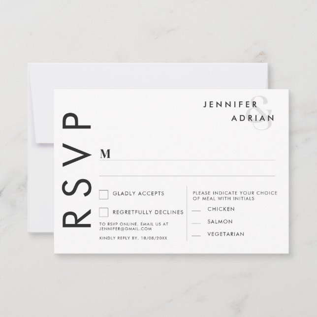 Minimalistische RSVP-Karten für Hochzeiten Einladung (Vorderseite)