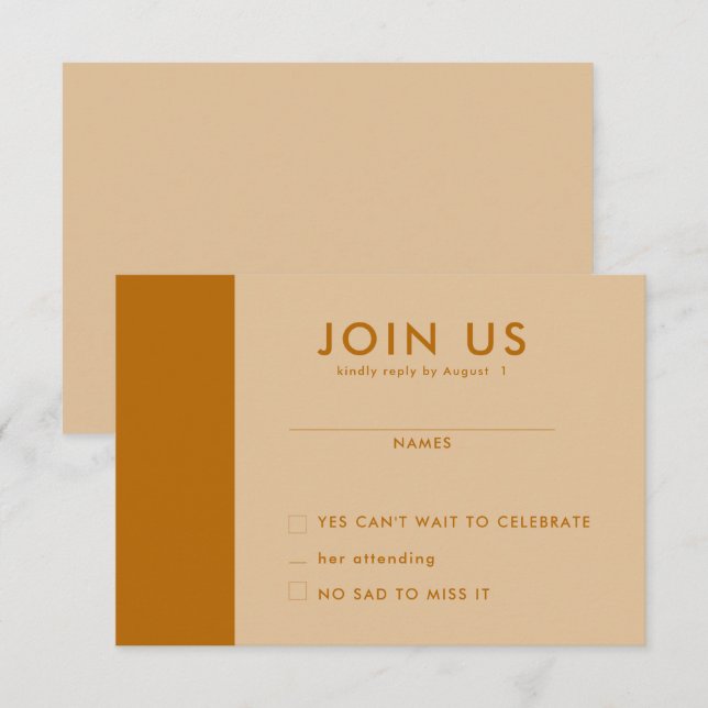 Minimalistische RSVP-Karten für Hochzeiten Einladung (Vorne/Hinten)