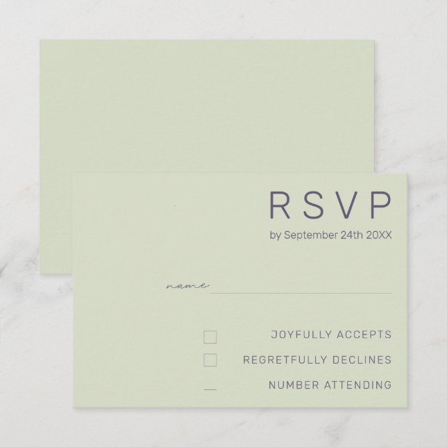 Minimalistische RSVP-Karten für Hochzeiten Einladung (Vorne/Hinten)