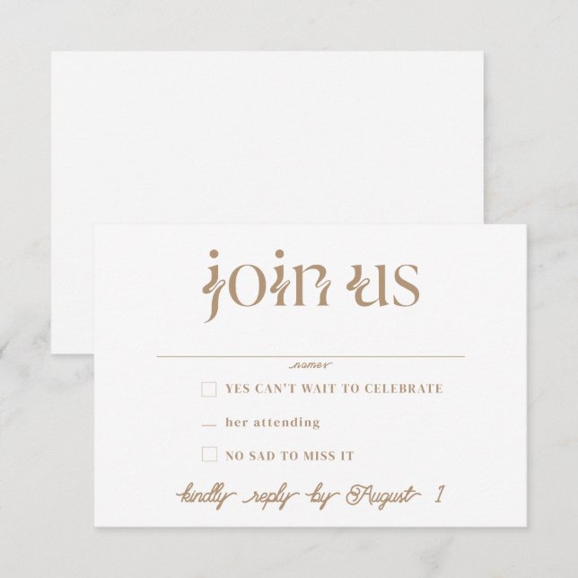 Minimalistische RSVP-Karten für Hochzeiten Einladung (Vorne/Hinten)