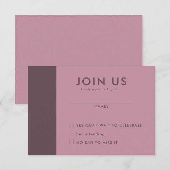 Minimalistische RSVP-Karten für Hochzeiten Einladung (Vorne/Hinten)