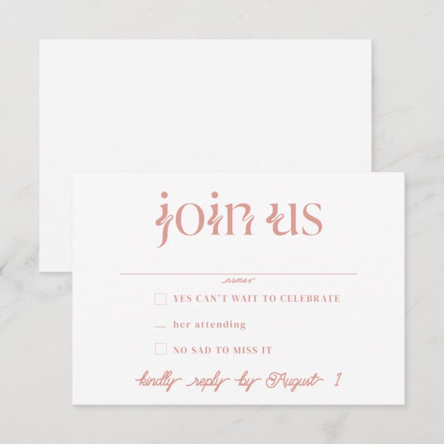 Minimalistische RSVP-Karten für Hochzeiten Einladung (Vorne/Hinten)