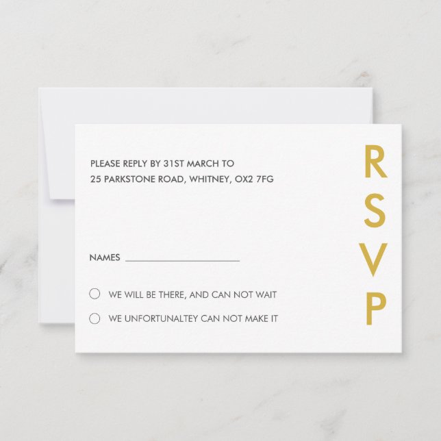 Minimalistische RSVP-Karten für Hochzeiten Einladung (Vorderseite)