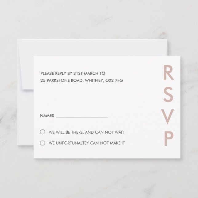 Minimalistische RSVP-Karten für Hochzeiten Einladung (Vorderseite)