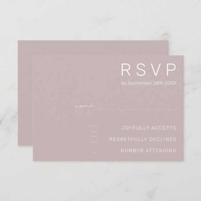 Minimalistische RSVP-Karten für Hochzeiten Einladung (Vorne/Hinten)