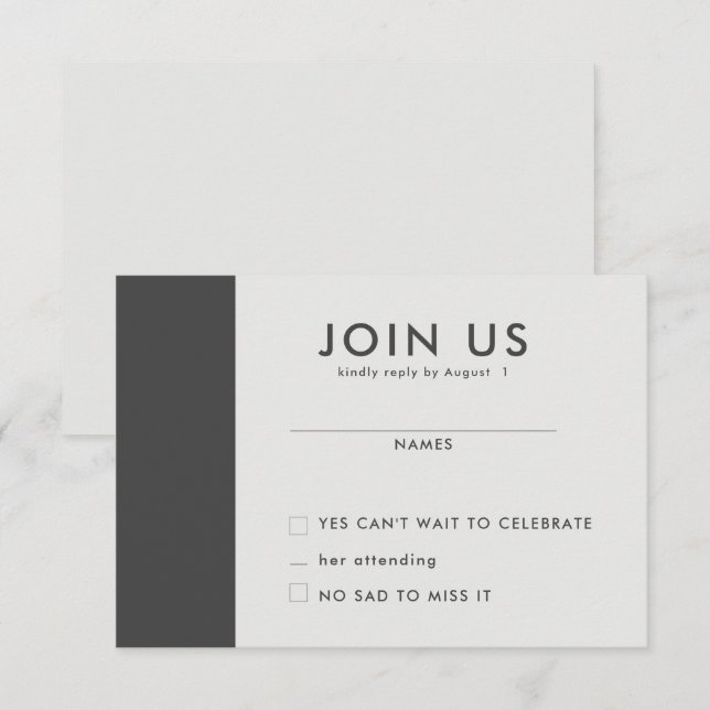 Minimalistische RSVP-Karten für Hochzeiten Einladung (Vorne/Hinten)