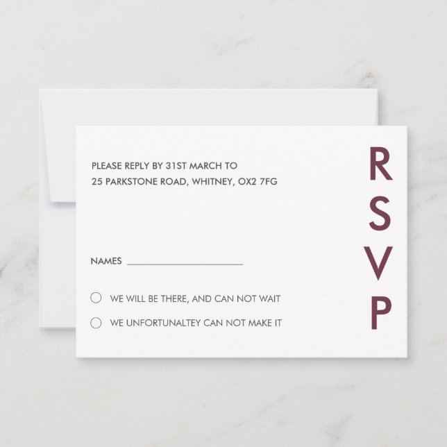 Minimalistische RSVP-Karten für Hochzeiten Einladung (Vorderseite)