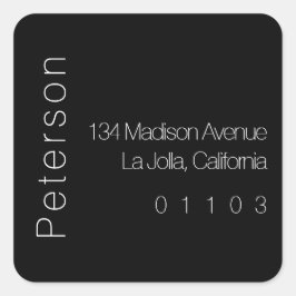 Minimalistische Rücksendeadresse für B&W Square Quadratischer Aufkleber