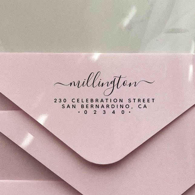 Minimalistische Rücksendeadresse handgeschriebener Permastempel (Von Creator hochgeladen)