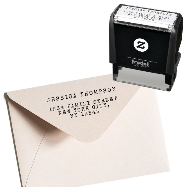 Minimalistische Rücksendeadresse Retro-Schreibmasc Permastempel (Minimalist Return Address Retro Typewriter Self-inking Stamp)